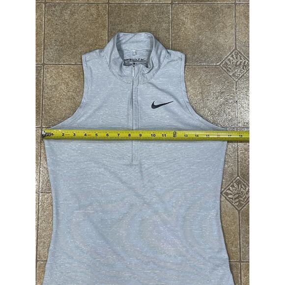 Nike Golf Dri Fit -Club Top Sleeveless 1/4 Zip Polo Black/Gray Striped Sz Small - Picture 3 of 10